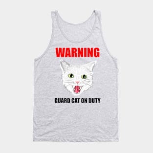 Beware Guard Cat (white) Tank Top